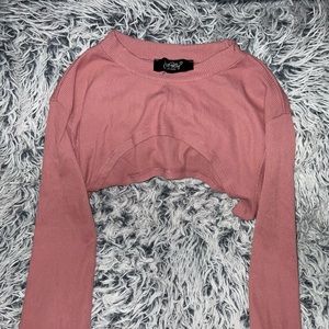NWOT Just Polly NY pink ribbed crop top